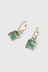 Lauren Ralph Lauren Green Crystal Pave Stone Huggie Drop Earrings