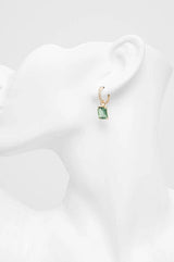 Lauren Ralph Lauren Green Crystal Pave Stone Huggie Drop Earrings