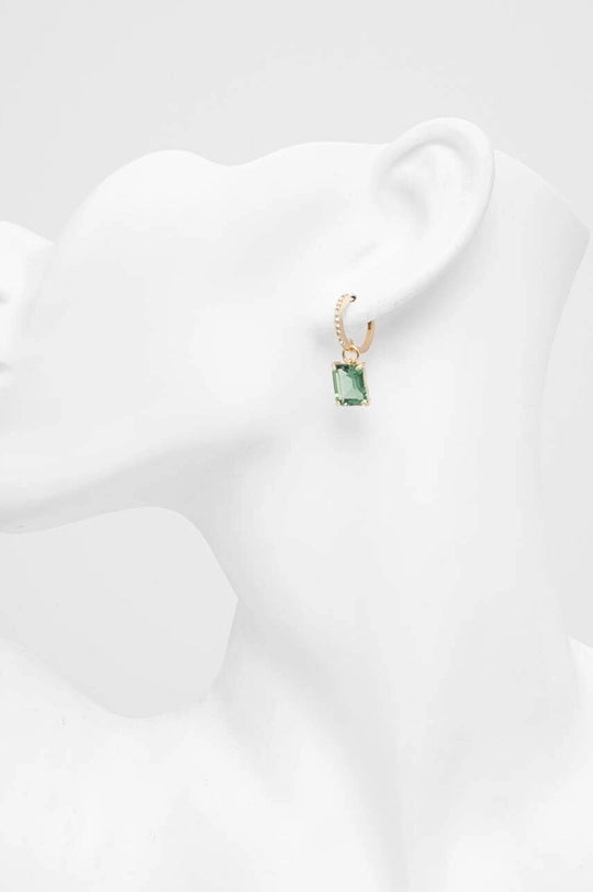 Lauren Ralph Lauren Green Crystal Pave Stone Huggie Drop Earrings