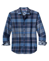 Tommy Bahama Mens Canyon Beach Pebble Cay Plaid Stretch Long Sleeve Flannel Shirt