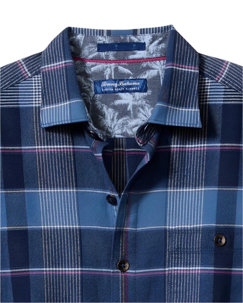 Tommy Bahama Mens Canyon Beach Pebble Cay Plaid Stretch Long Sleeve Flannel Shirt