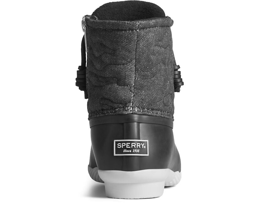 Sperry Women's Saltwater Quilted Rain Boots - Nylon, Lace-Up, Side Zip, Waterproof