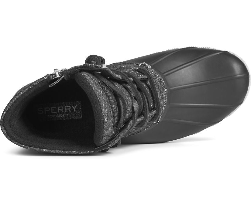 Sperry quilted black duck boots on sale