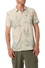 O'Neill Mens TRVLR Perforated Printed Standard Fit Short Sleeve Shirt