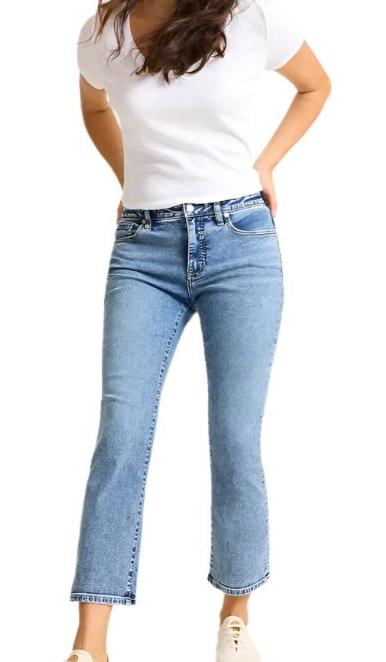 Tommy Bahama Womens Mid-Rise Cropped Mini Bootcut Jeans