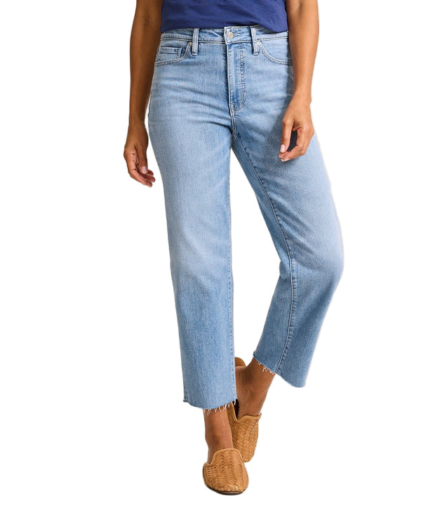 Tommy Bahama Womens High-Rise Cropped Straight-Leg Jeans