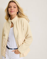 Tommy Bahama Womens Faux Sherpa Quilted Hybrid Jacket