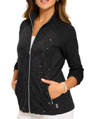 Tommy Bahama Womens Aruba Diamond Days Embroidered Full-Zip Sweatshirt