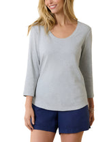 Tommy Bahama Womens Ashby Isles Scoop-Neck 3/4-Sleeve T-Shirt