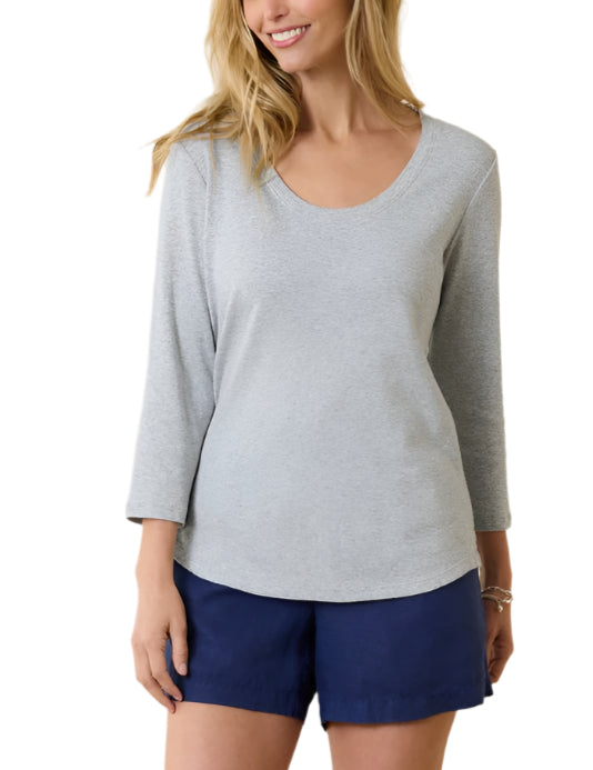 Tommy Bahama Womens Ashby Isles Scoop-Neck 3/4-Sleeve T-Shirt