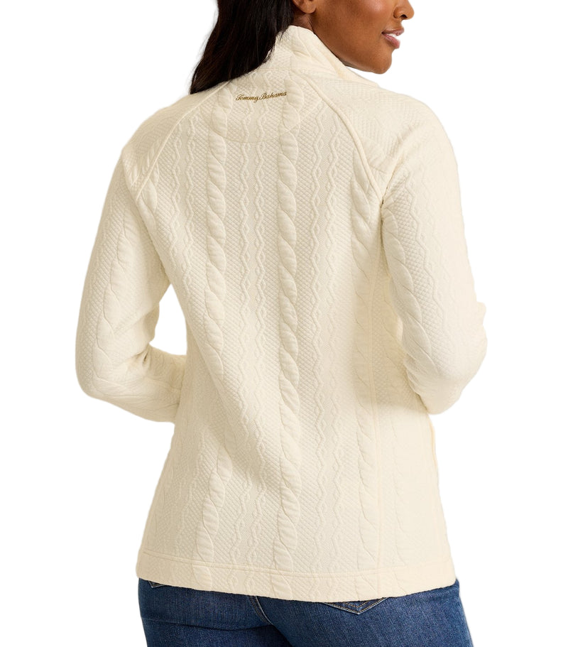 Tommy Bahama Womens Aruba Cable Jacquard Full-Zip Sweatshirt
