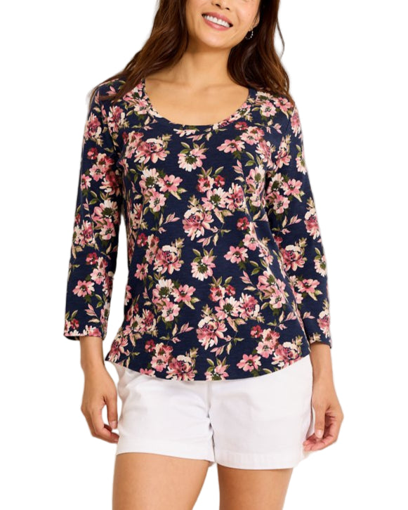 Tommy Bahama Womens Ashby Isles Tidal Bloom 3/4 Sleeve T-Shirt
