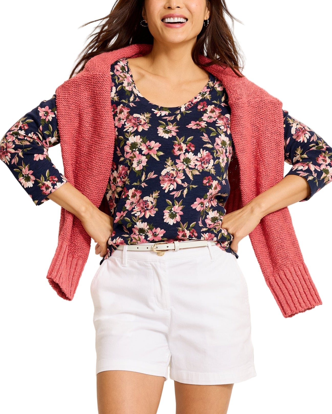 Tommy Bahama Womens Ashby Isles Tidal Bloom 3/4 Sleeve T-Shirt