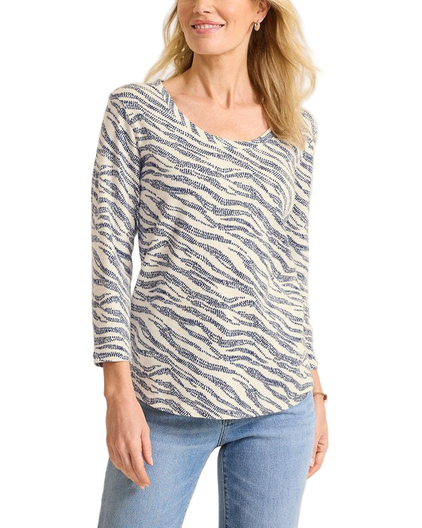 Tommy Bahama Womens Ashby Isles Zebra Bay 3/4 Sleeve T-Shirt