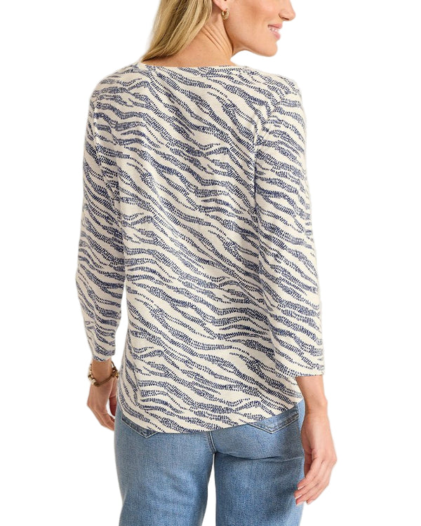 Tommy Bahama Womens Ashby Isles Zebra Bay 3/4 Sleeve T-Shirt