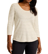 Tommy Bahama Womens Ashby Isles Metallic Stripe 3/4-Sleeve T-Shirt