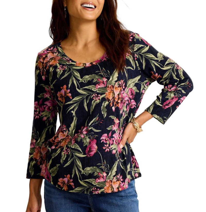 Tommy Bahama Womens Ashby Isles Orchid Isle 3/4-Sleeve T-Shirt
