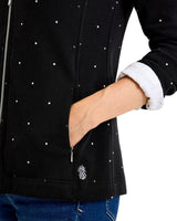 Tommy Bahama Womens Aruba Embellished Rhinestone Full-Zip Sweatshirt