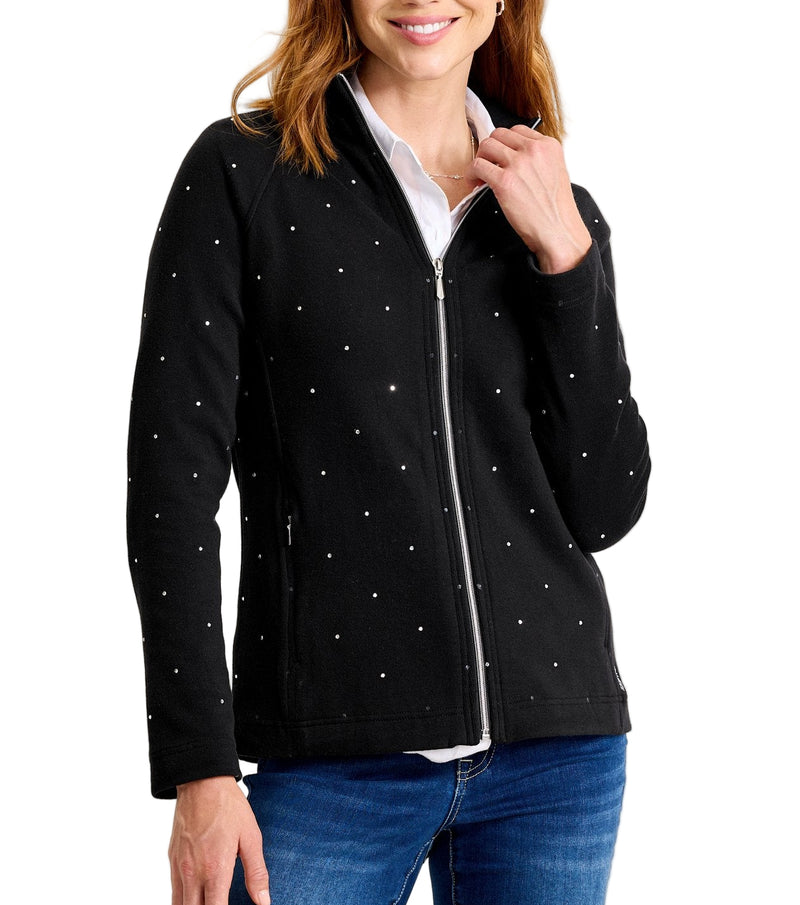 Tommy Bahama Womens Aruba Embellished Rhinestone Full-Zip Sweatshirt