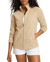 Tommy Bahama Womens Aruba Leopard Jacquard Full-Zip Sweatshirt