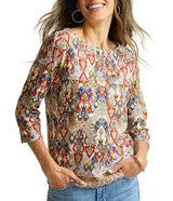 Tommy Bahama Womens Ashby Isles Ikat Hideaway Bateau Neck Top