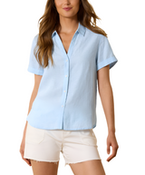 Tommy Bahama Womens Coastalina Linen Camp Short Sleeve Shirt
