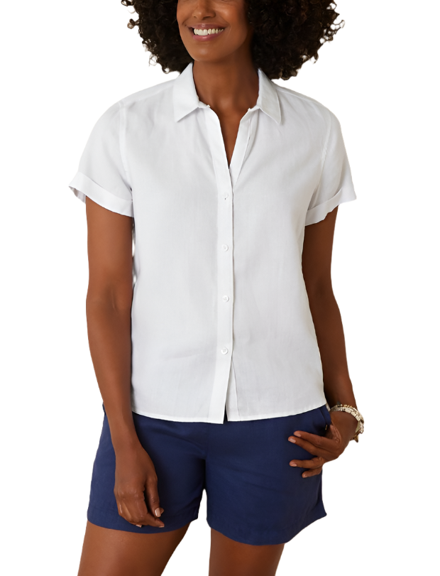 Tommy Bahama Womens Coastalina Linen Camp Short Sleeve Shirt