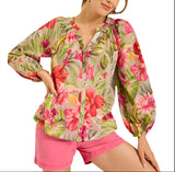 Tommy Bahama Womens La Botanica Peasant Top