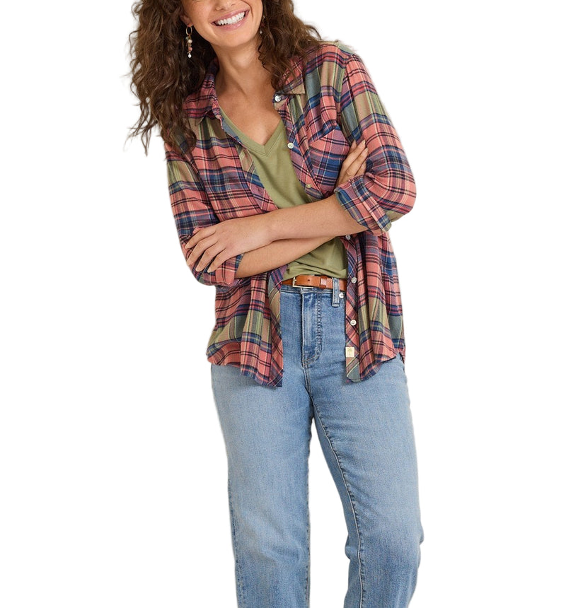 Tommy Bahama Womens Ruby Shores Flannel Long Sleeve Shirt