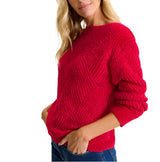 Tommy Bahama Womens Island Luna Chenille Shell Stitch Boat-Neck Sweater