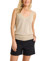 Tommy Bahama Womens Addison Shimmer Linen-Blend Tank Top