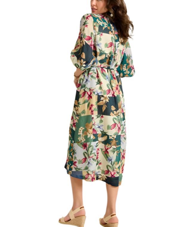 Tommy Bahama Womens Hightide Flora Midi Shirt Dress