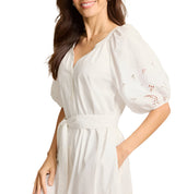 Tommy Bahama Womens Oceana Isle Floral Fresco Embroidered Shirt Dress