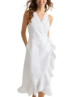Tommy Bahama Womens Coastalina Linen Wrap Midi Dress