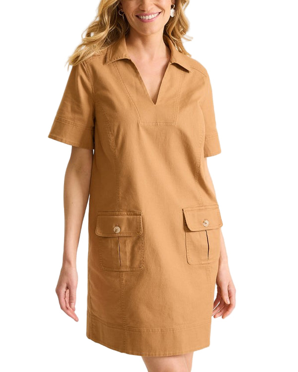 Tommy Bahama Womens Utility Twill Short-Sleeve Shift Dress