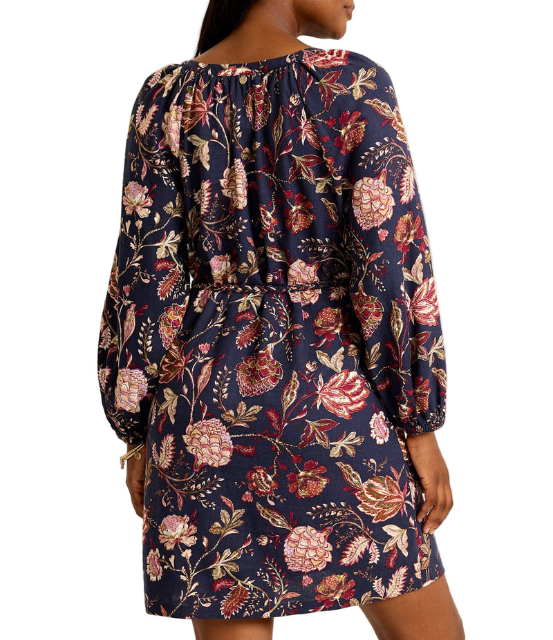 Tommy Bahama Womens Exquisite Bloom Linen-Blend Long Sleeve Shirt Dress