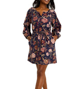 Tommy Bahama Womens Exquisite Bloom Linen-Blend Long Sleeve Shirt Dress