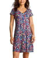 Tommy Bahama Womens Darcy Sunlit Seas V-Neck Dress