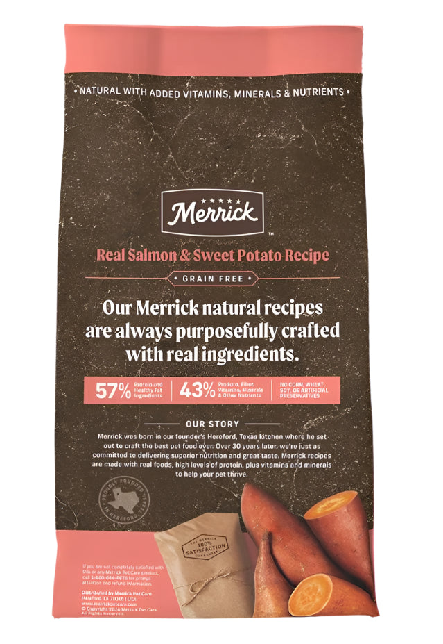 Merrick Grain Free Real Salmon & Sweet Potato Recipe Dry Dog Food - 22lbs.