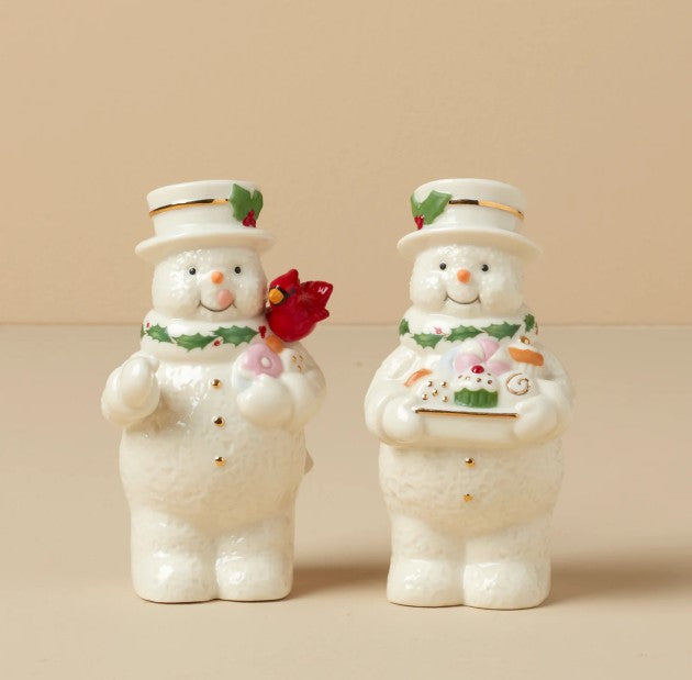 Lenox Happy Holly Days Snowmen Salt & Pepper Set