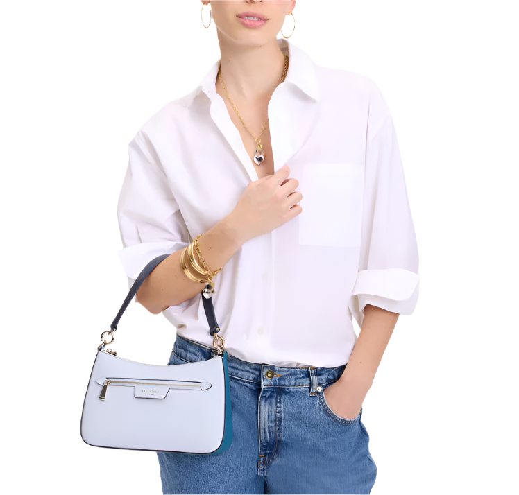 kate spade ハンドバッグ ホワイト/ネイビー - メルカリ