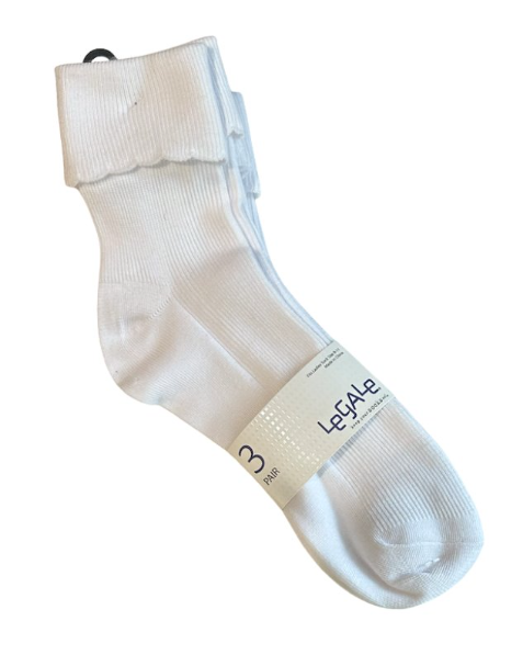 Legale Womens Turn Cuff Scallop Edge Socks - 3 Pack