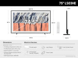 Samsung 75” Class LS03H Series The Frame 4K UHD SamsungVision AI Smart Tizen TV (2026)