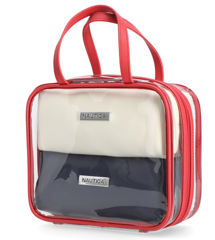 Nautica Womens 3-Piece Clear Overnight Organizer