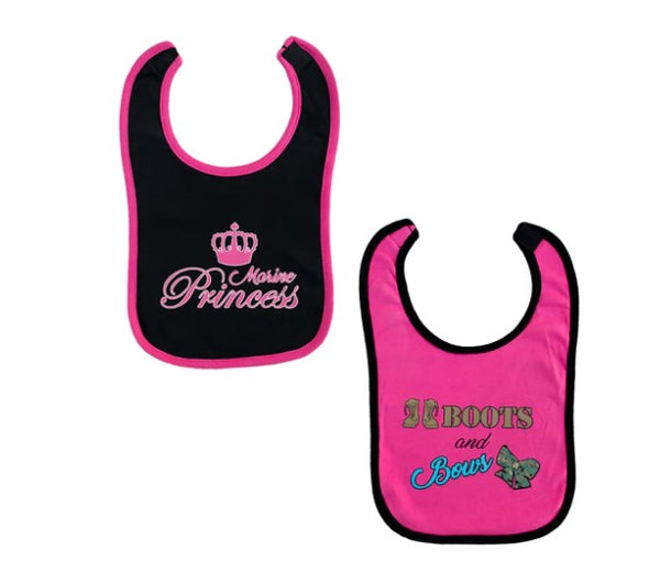 Trooper 2 Pack Marine Baby Girls Bib