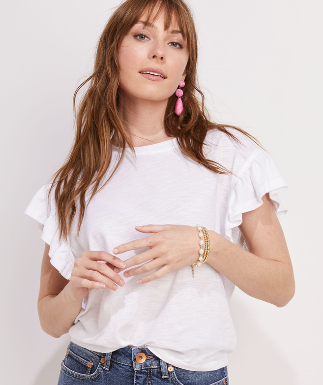 ヴィニヤードヴァインズ Vineyard Vines Slub Jersey Flutter Sleeve Tee レディース シャツ トップス Ma Women's Vineyard Vines Slub Jersey Flutter Sleeve Tee