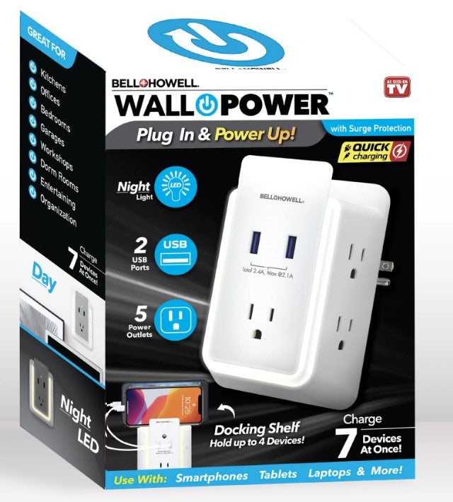 As Seen On Tv Bell + Howell Wall Power Surge Protector