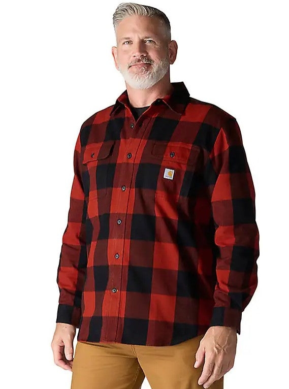 Carhartt Men's Loose Fit Heavyweight Flannel Long-Sleeve Plaid Shirt