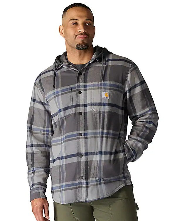Carhartt Men's Rugged Flex Relaxed Fit Flannel Fleece Lined Hooded Shirt Jacket