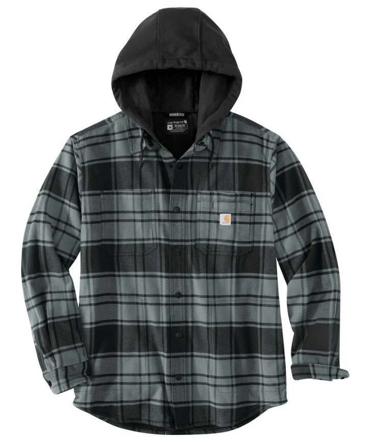 Carhartt Men's Rugged Flex Relaxed Fit Flannel Fleece Lined Hooded Shirt Jacket